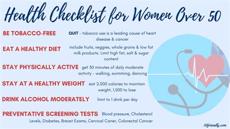 Women Over 50 Health Checklist