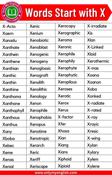 Words That Start With X