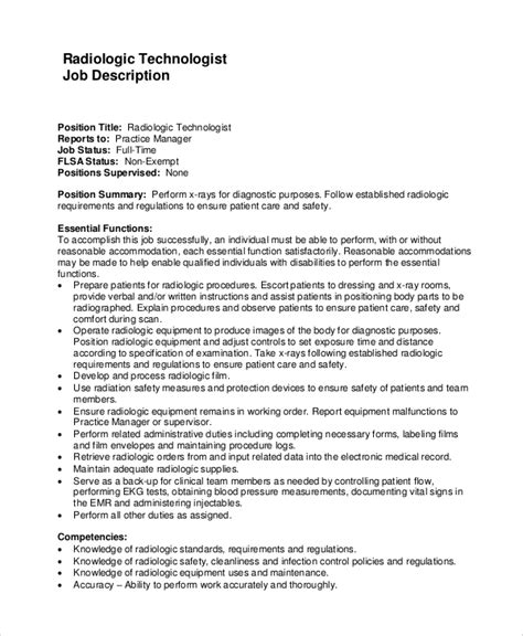 X Ray Technician Job Responsibilities