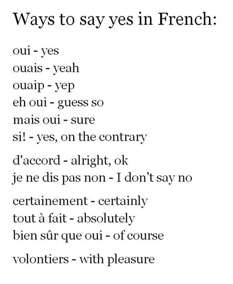 Yes In French Slang