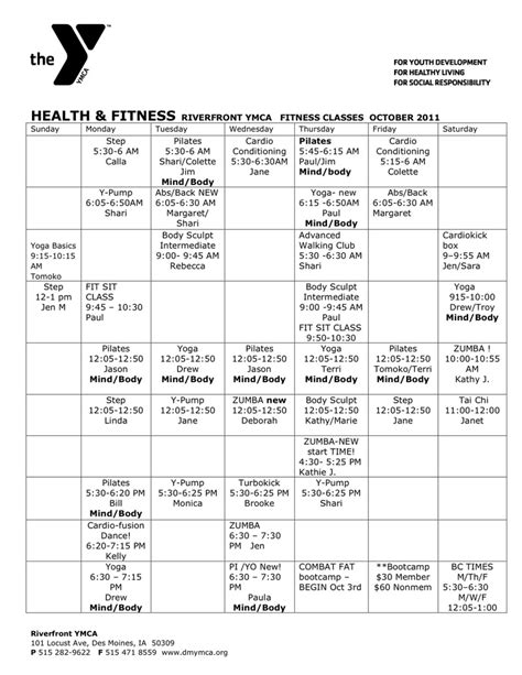 Ymca Rapid City Menu